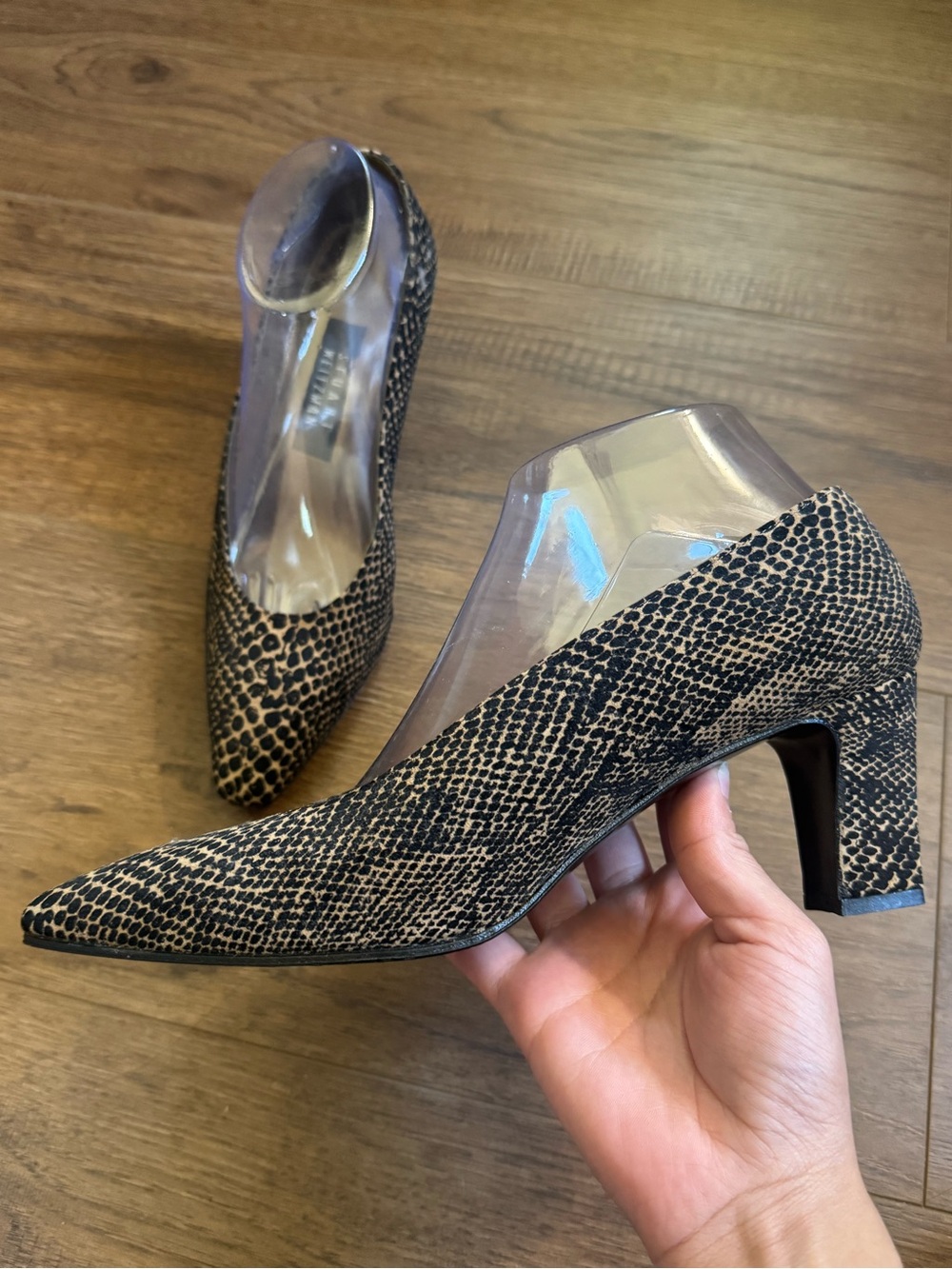Stuart Weitzman Patterned Chunky Low Heel Size 8.5